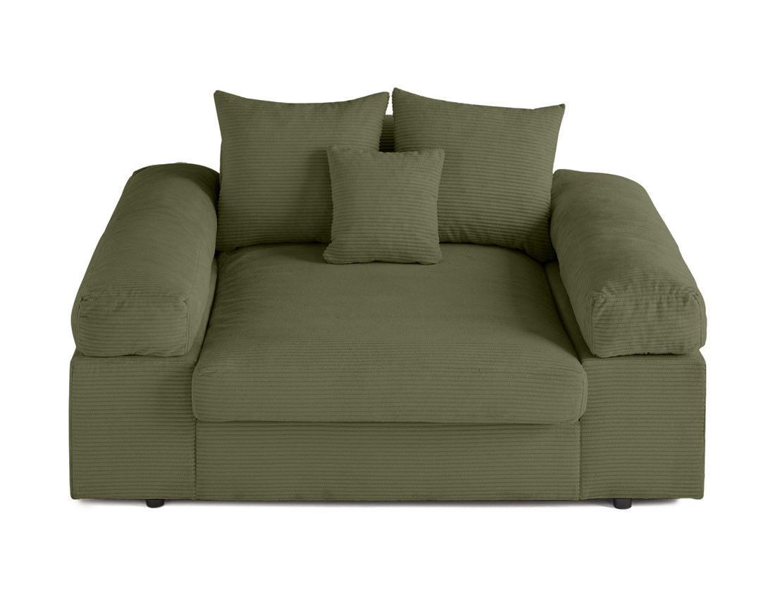 Fauteuil XL avec assise profonde en velours côtelé Aspen