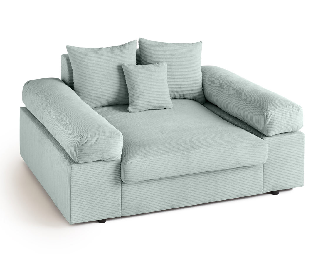 Fauteuil XL avec assise profonde en velours côtelé Aspen