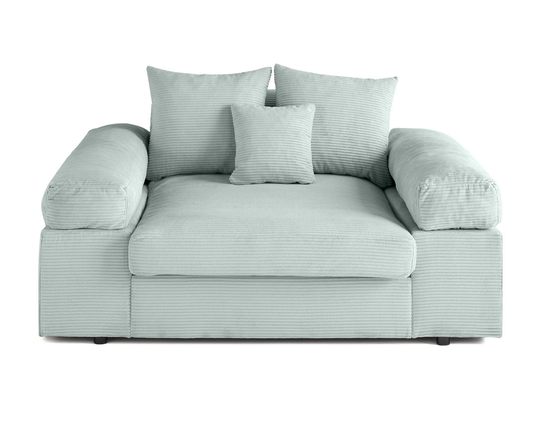 Fauteuil XL avec assise profonde en velours côtelé Aspen