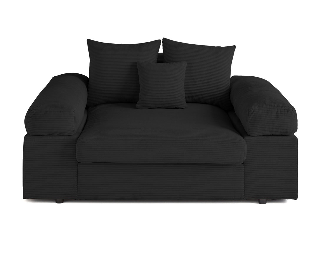 Fauteuil XL avec assise profonde en velours côtelé Aspen