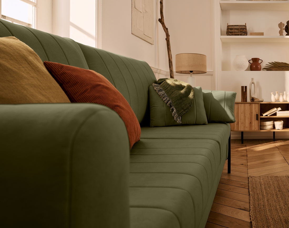 Canapé 3 places convertible couchage quotidien, matelas inclus Ercolano