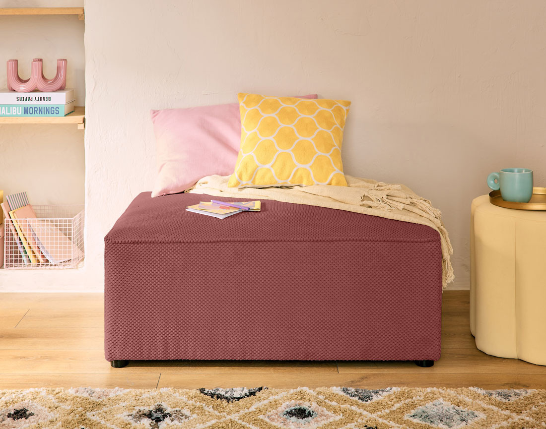 Pouf en velours texturé Topaze