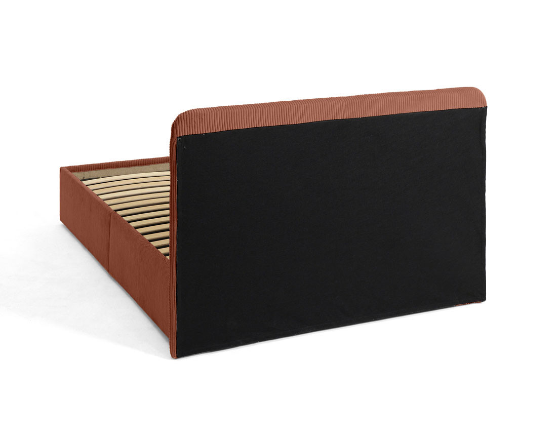 Lit coffre 140x190 cm en velours côtelé avec sommier inclus Goyave