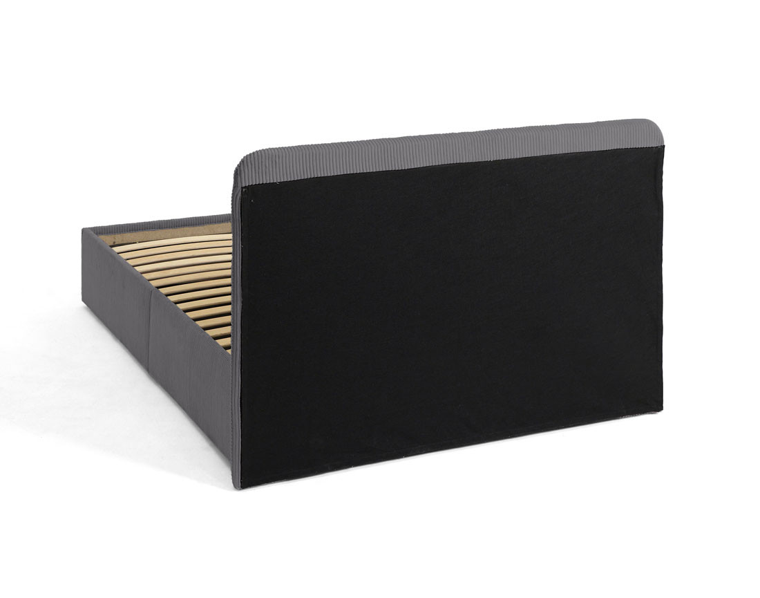 Lit coffre 140x190 cm en velours côtelé avec sommier inclus Goyave