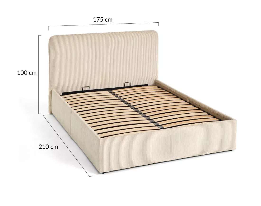 Lit coffre 160x200 en velours côtelé avec sommier inclus Goyave