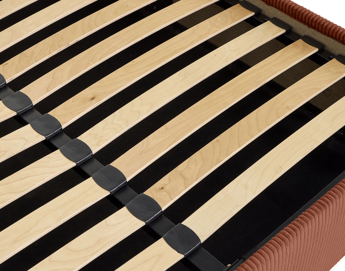 Lit coffre 160x200 en velours côtelé avec sommier inclus Goyave