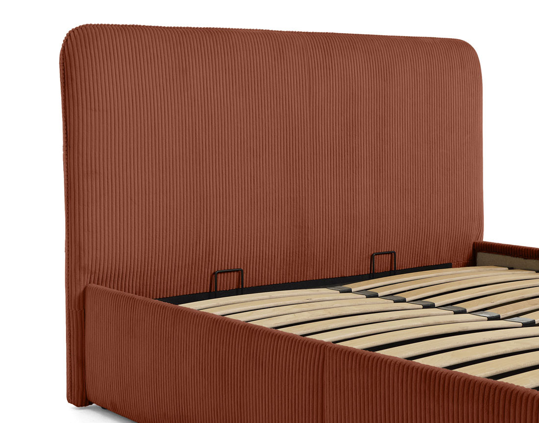 Lit coffre 160x200 en velours côtelé avec sommier inclus Goyave