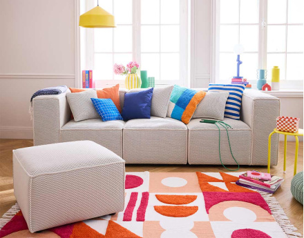 Canapé modulable 3 places en tissu mailles 3D Arty