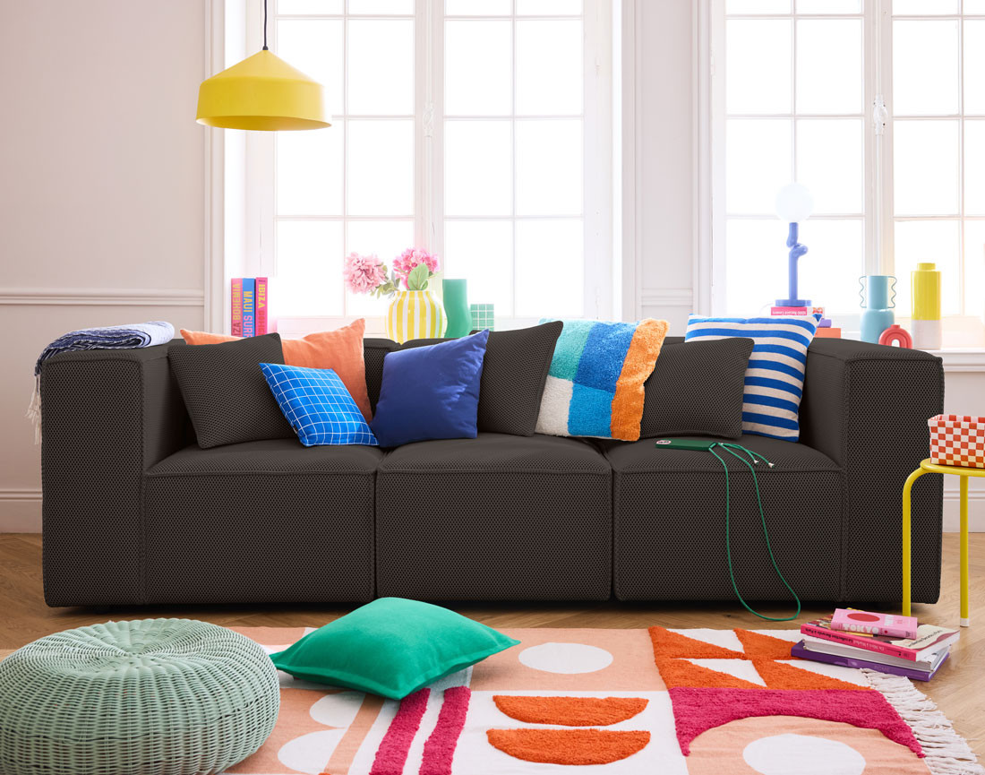 Canapé modulable 3 places en tissu mailles 3D Arty