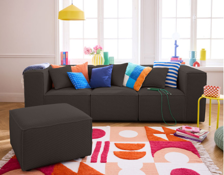 Canapé modulable 3 places en tissu mailles 3D Arty