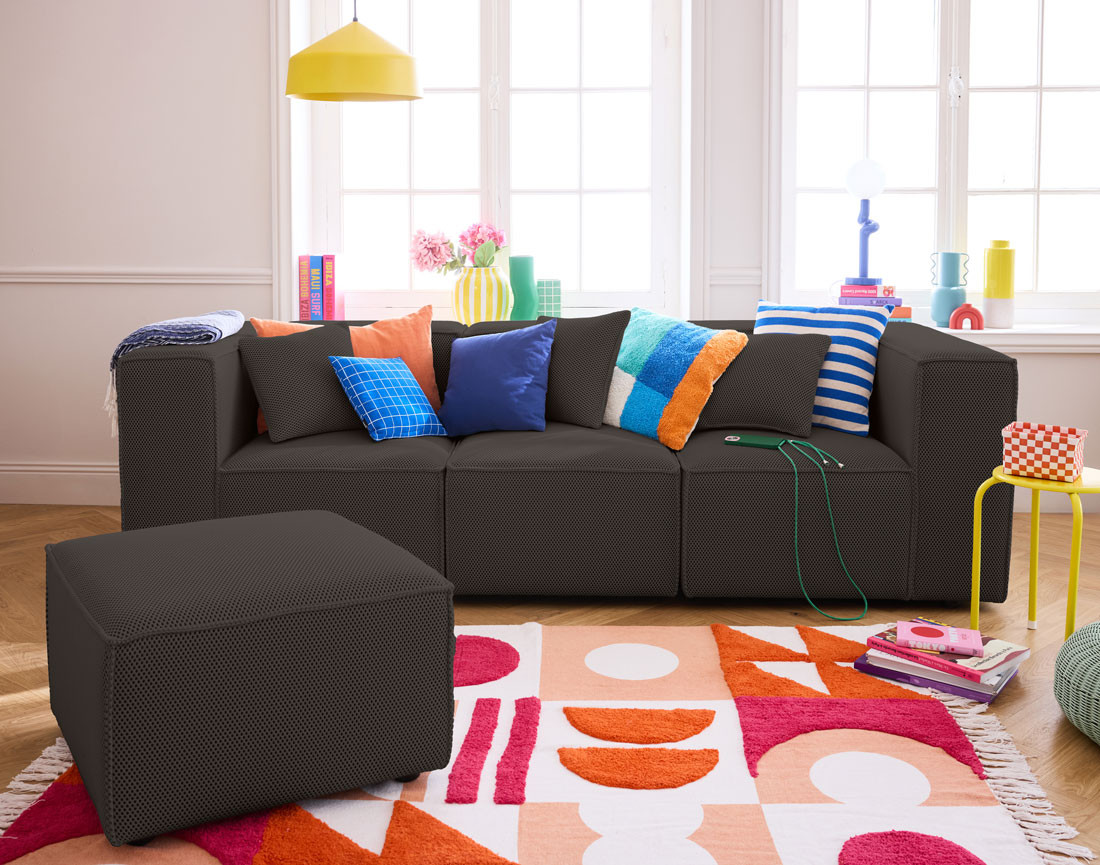 Canapé modulable 3 places en tissu mailles 3D Arty