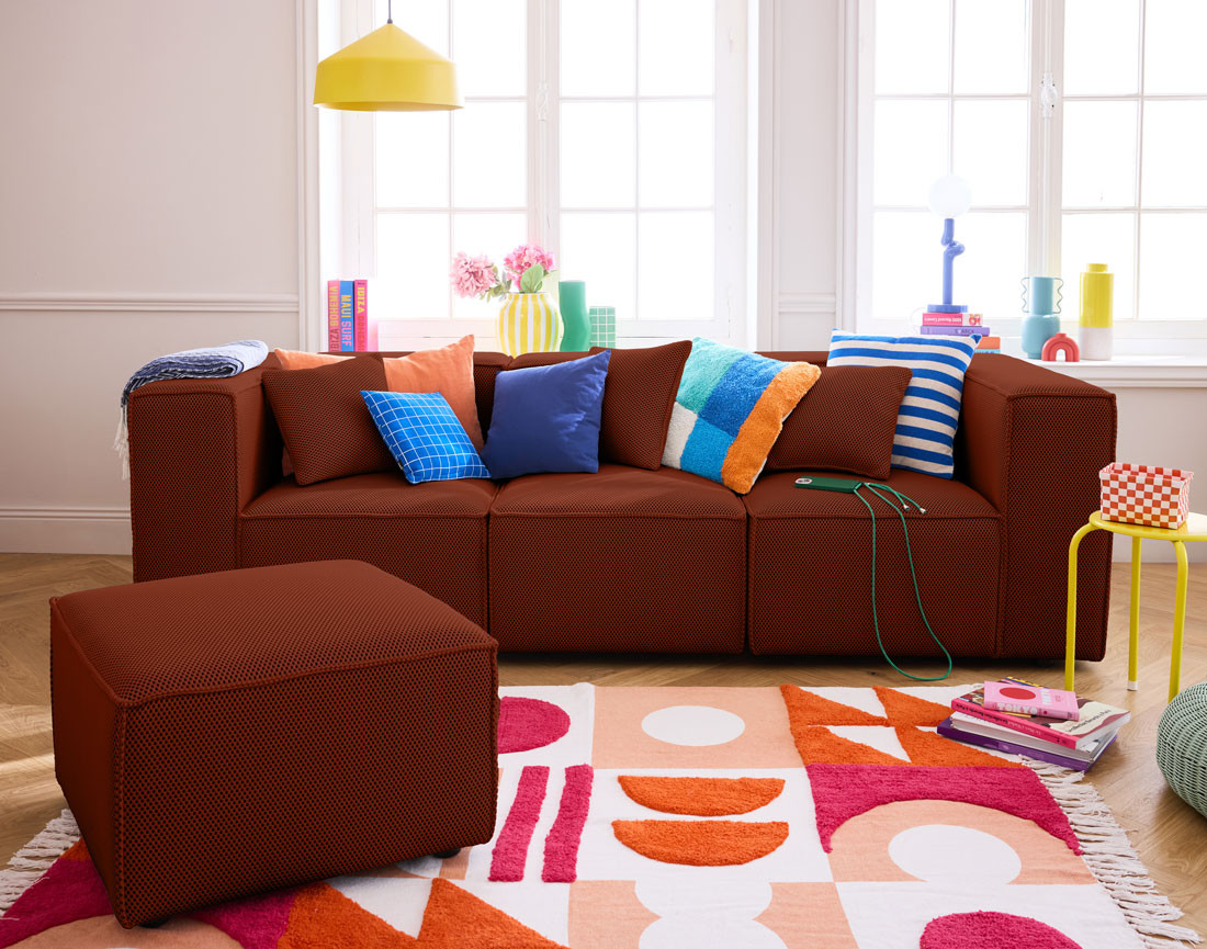 Canapé modulable 3 places en tissu mailles 3D Arty