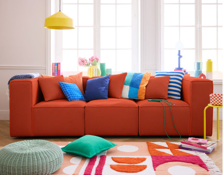 Canapé modulable 3 places en tissu mailles 3D Arty