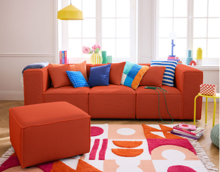 Canapé modulable 3 places en tissu mailles 3D Arty