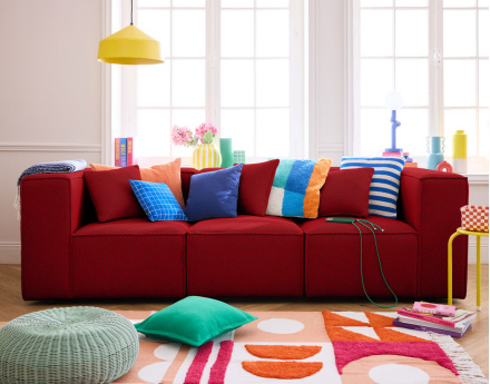 Canapé modulable 3 places en tissu mailles 3D Arty