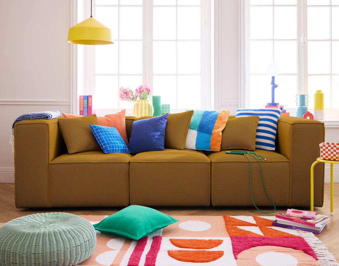 Canapé modulable 3 places en tissu mailles 3D Arty