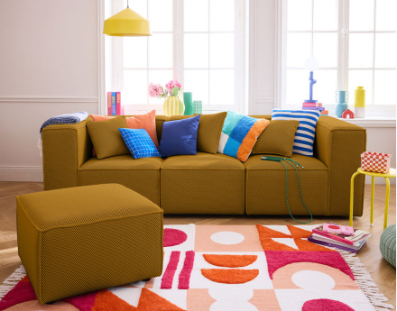 Canapé modulable 3 places en tissu mailles 3D Arty