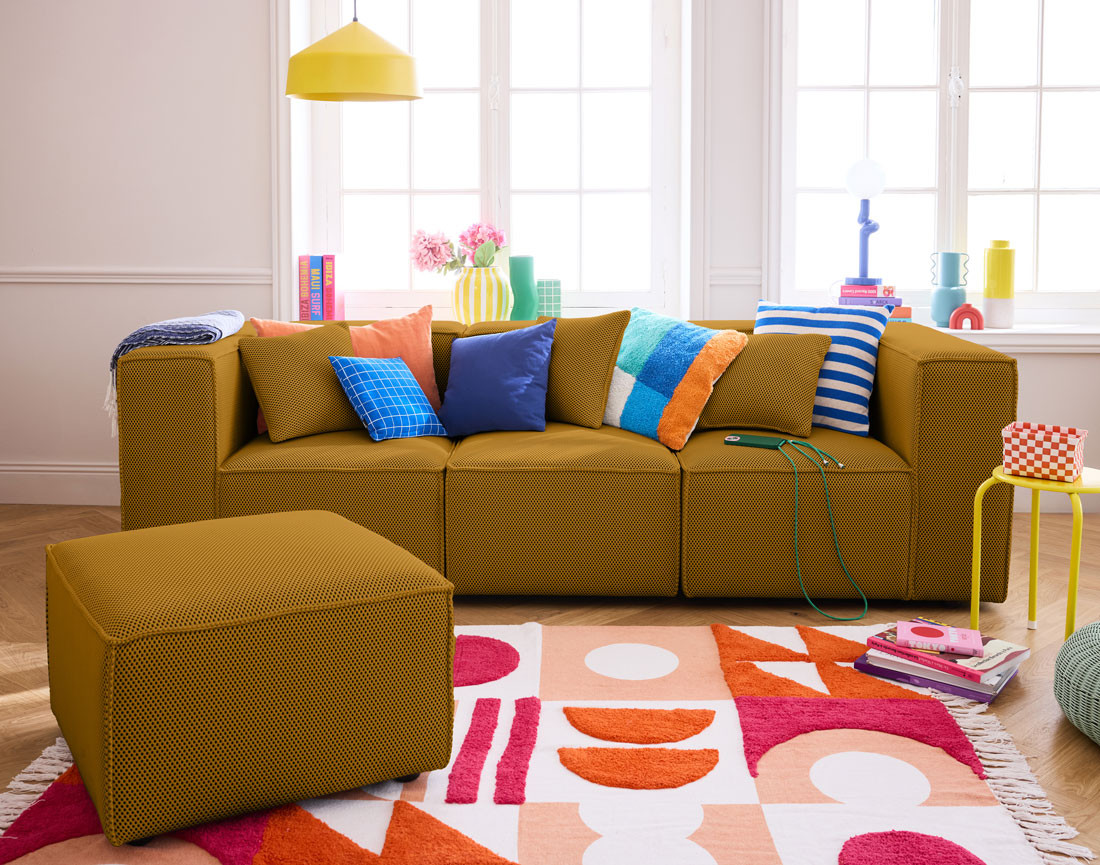 Canapé modulable 3 places en tissu mailles 3D Arty