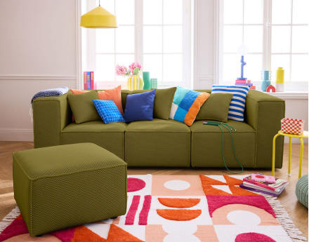 Canapé modulable 3 places en tissu mailles 3D Arty