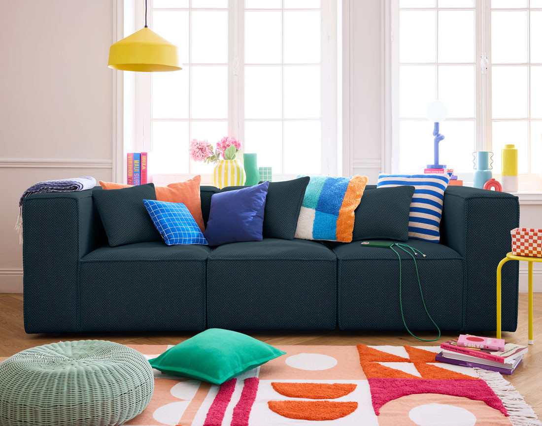 Canapé modulable 3 places en tissu mailles 3D Arty