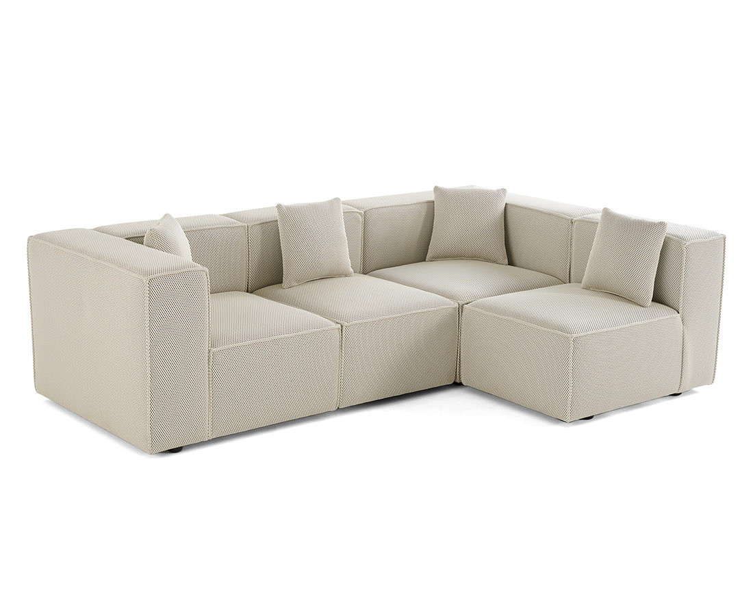 Canapé modulable d'angle droit 5 places en tissu mailles 3D Arty