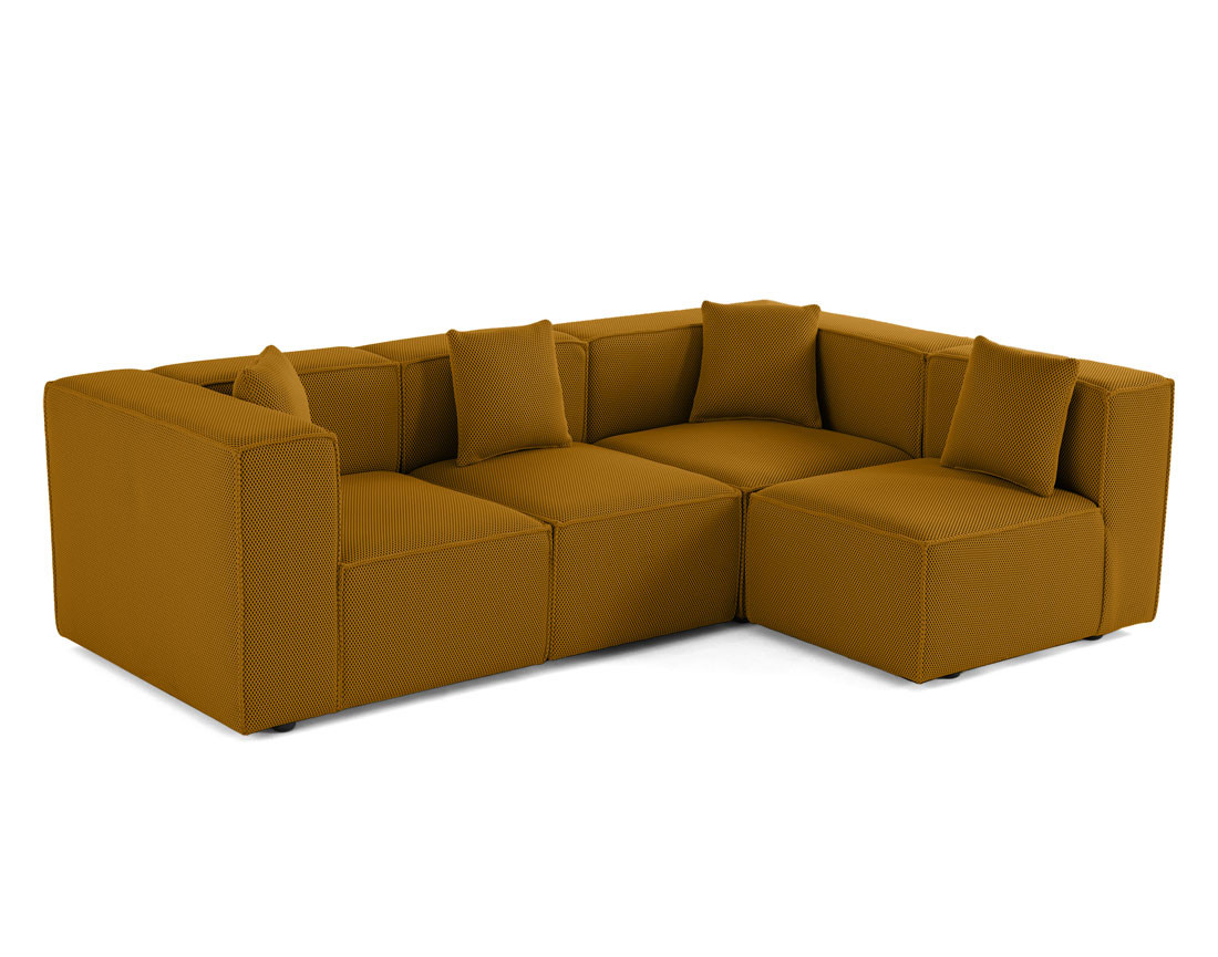 Canapé modulable d'angle droit 5 places en tissu mailles 3D Arty
