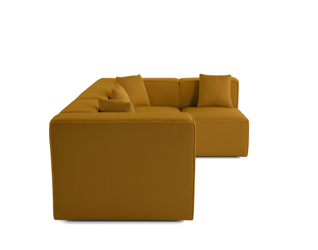 Canapé modulable d'angle droit 5 places en tissu mailles 3D Arty
