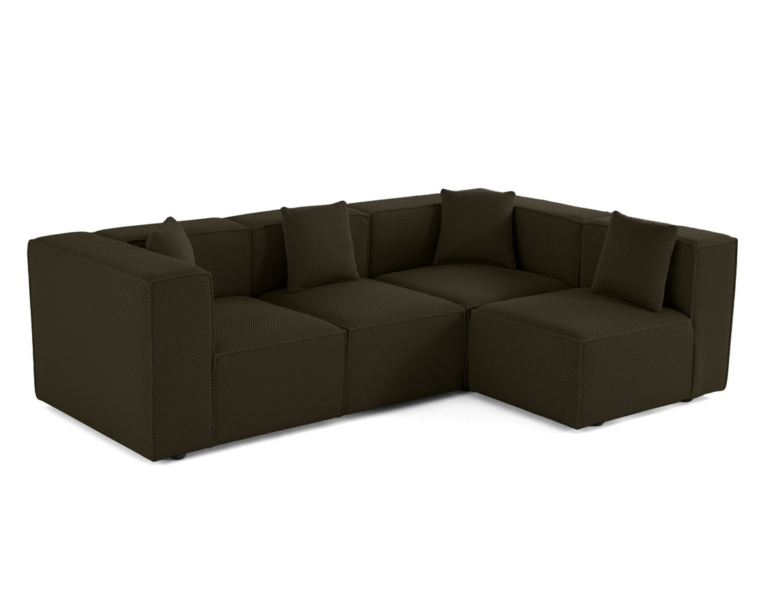 Canapé modulable d'angle droit 5 places en tissu mailles 3D Arty