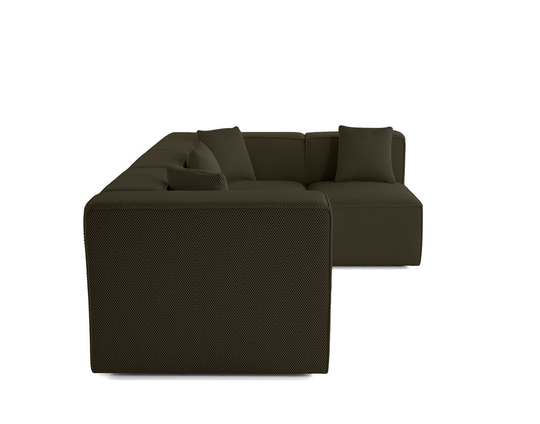 Canapé modulable d'angle droit 5 places en tissu mailles 3D Arty