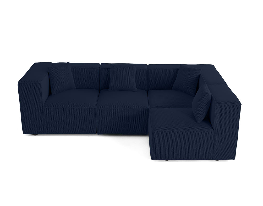 Canapé modulable d'angle droit 5 places en tissu mailles 3D Arty