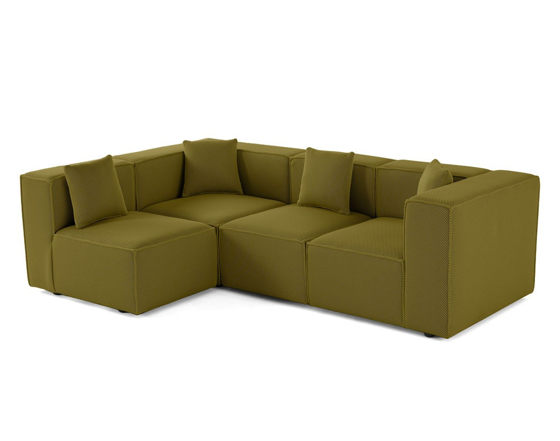 Canapé modulable d'angle gauche 5 places en tissu mailles 3D Arty