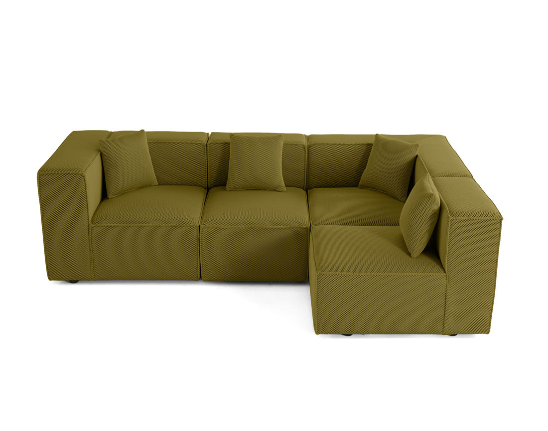 Canapé modulable d'angle gauche 5 places en tissu mailles 3D Arty
