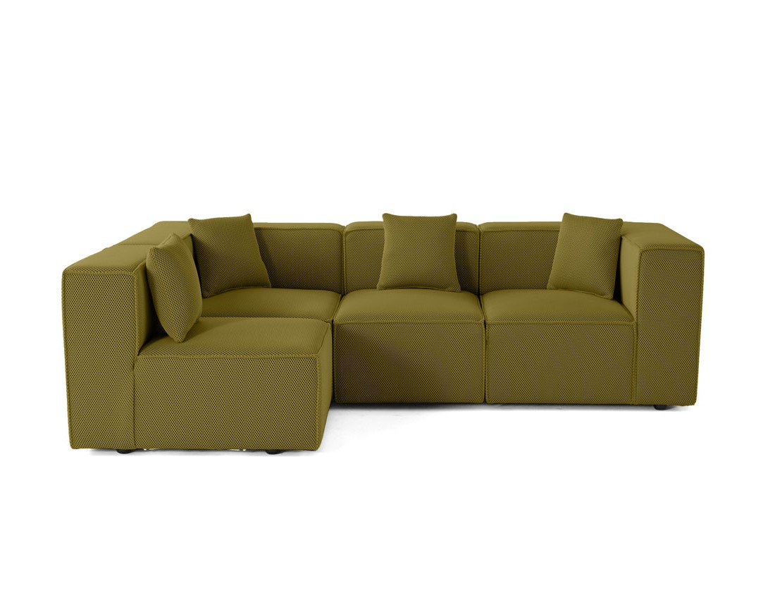 Canapé modulable d'angle gauche 5 places en tissu mailles 3D Arty