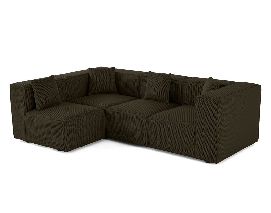 Canapé modulable d'angle gauche 5 places en tissu mailles 3D Arty