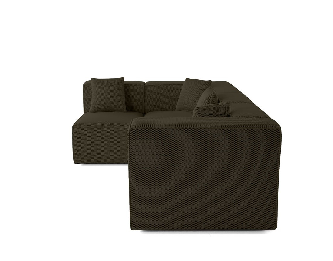 Canapé modulable d'angle gauche 5 places en tissu mailles 3D Arty