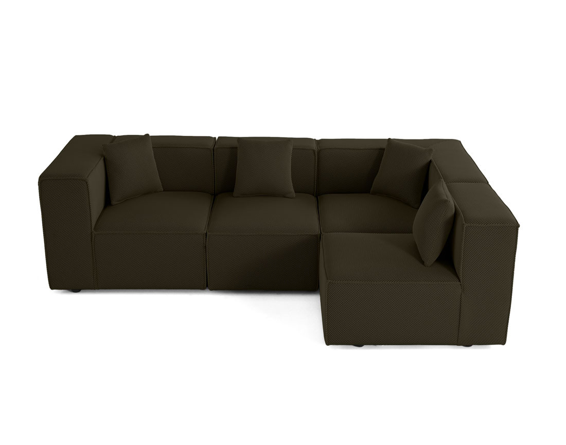 Canapé modulable d'angle gauche 5 places en tissu mailles 3D Arty