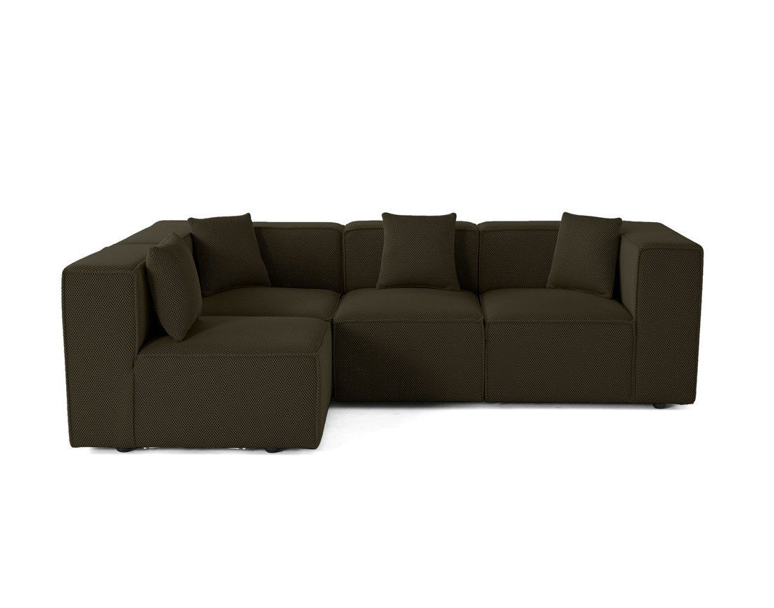 Canapé modulable d'angle gauche 5 places en tissu mailles 3D Arty