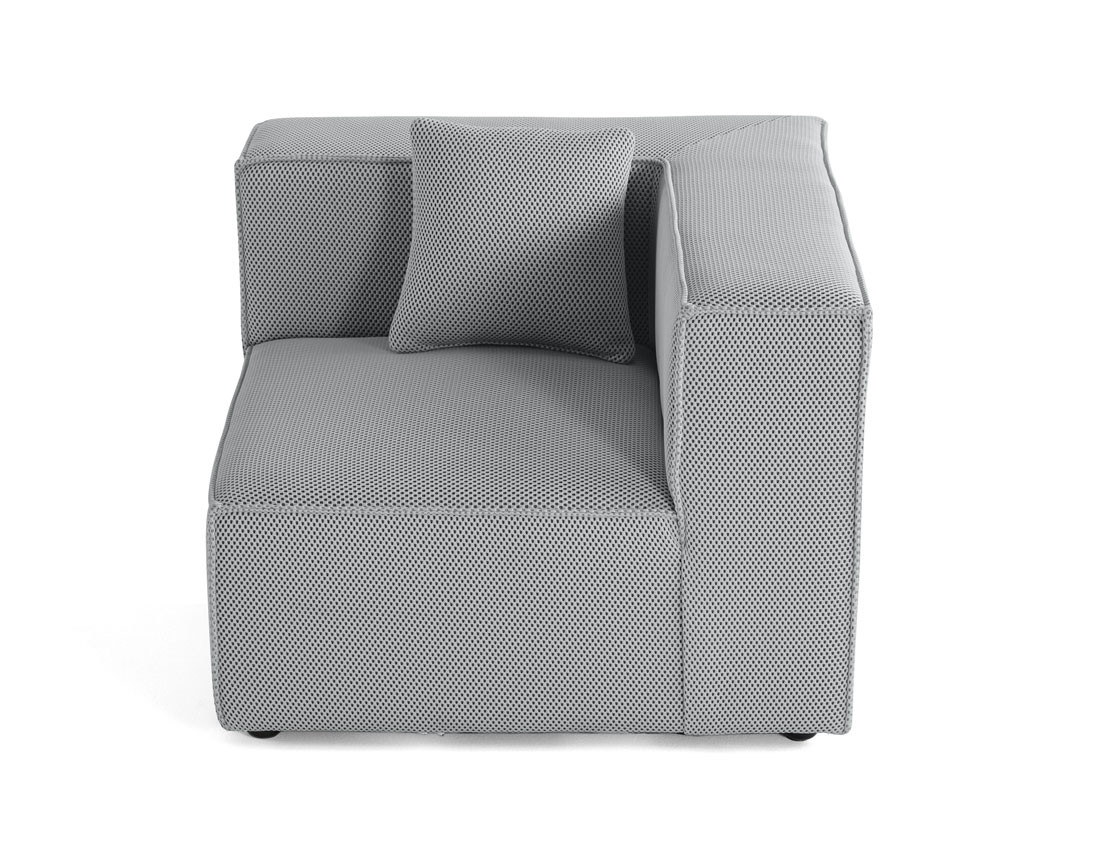 Module d'assise d'angle réversible en tissu mailles 3D Arty