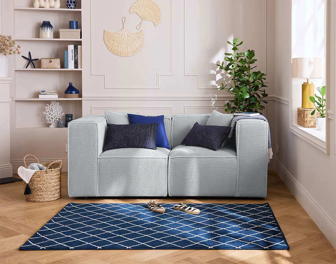 Module d'assise d'angle réversible en tissu mailles 3D Arty