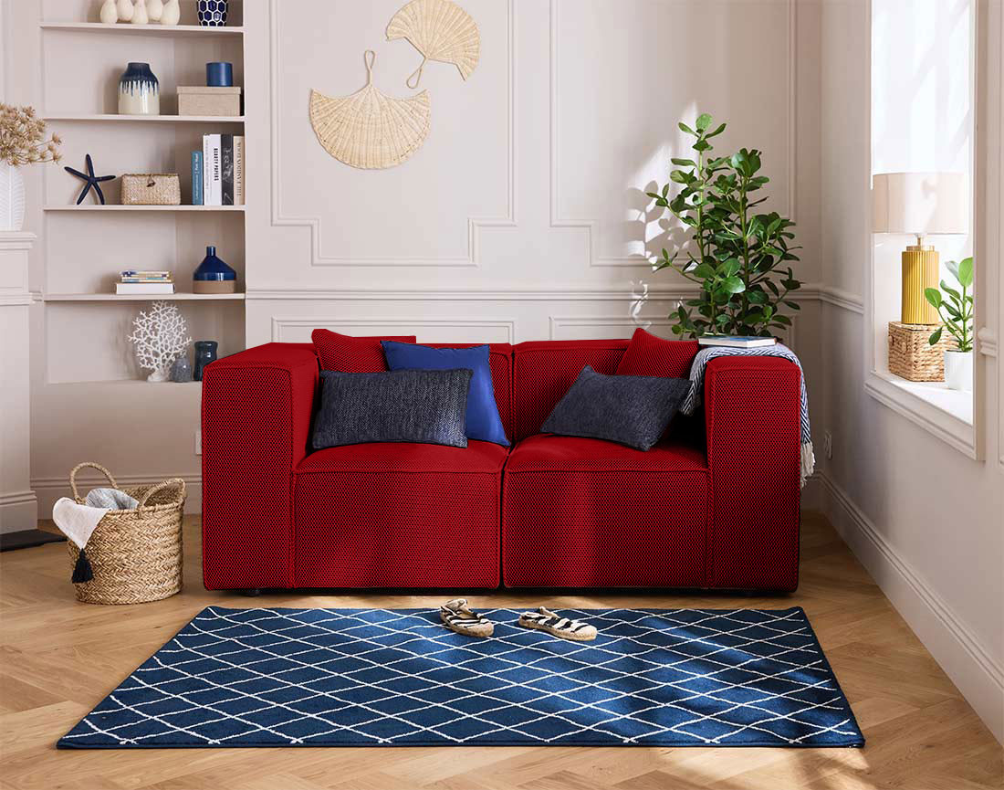 Module d'assise d'angle réversible en tissu mailles 3D Arty