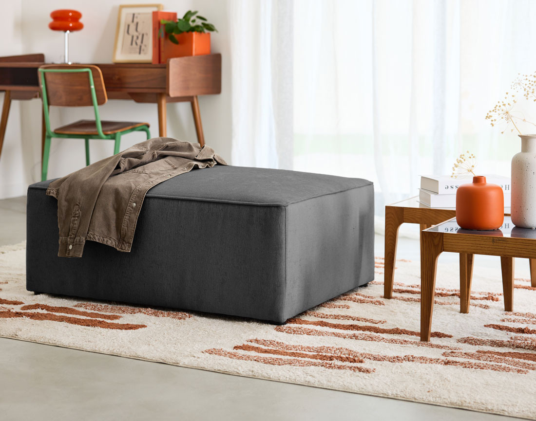 Pouf en tissu Topaze