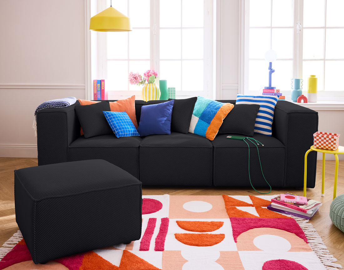 Pouf d'appoint en tissu mailles 3D Arty