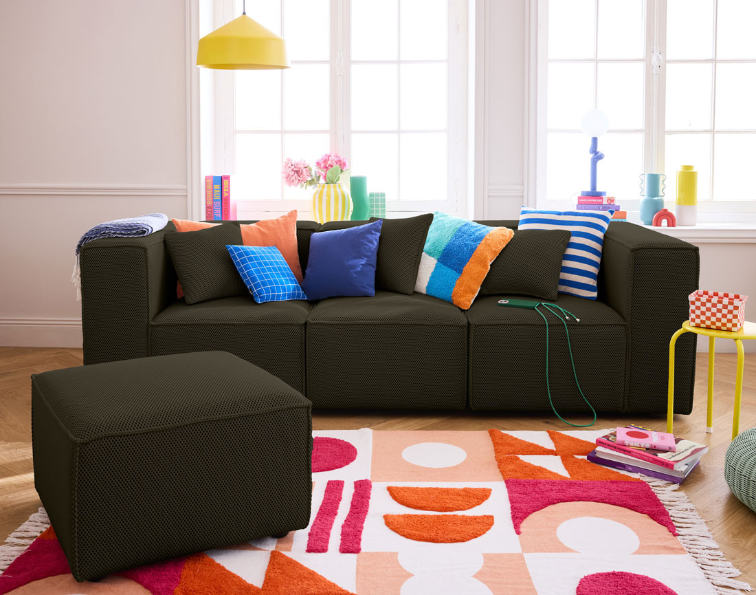 Pouf d'appoint en tissu mailles 3D Arty