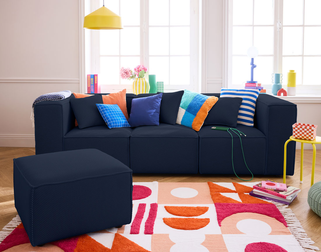 Pouf d'appoint en tissu mailles 3D Arty