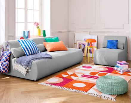 Canapé droit 3 places en tissu mailles 3D Onyx