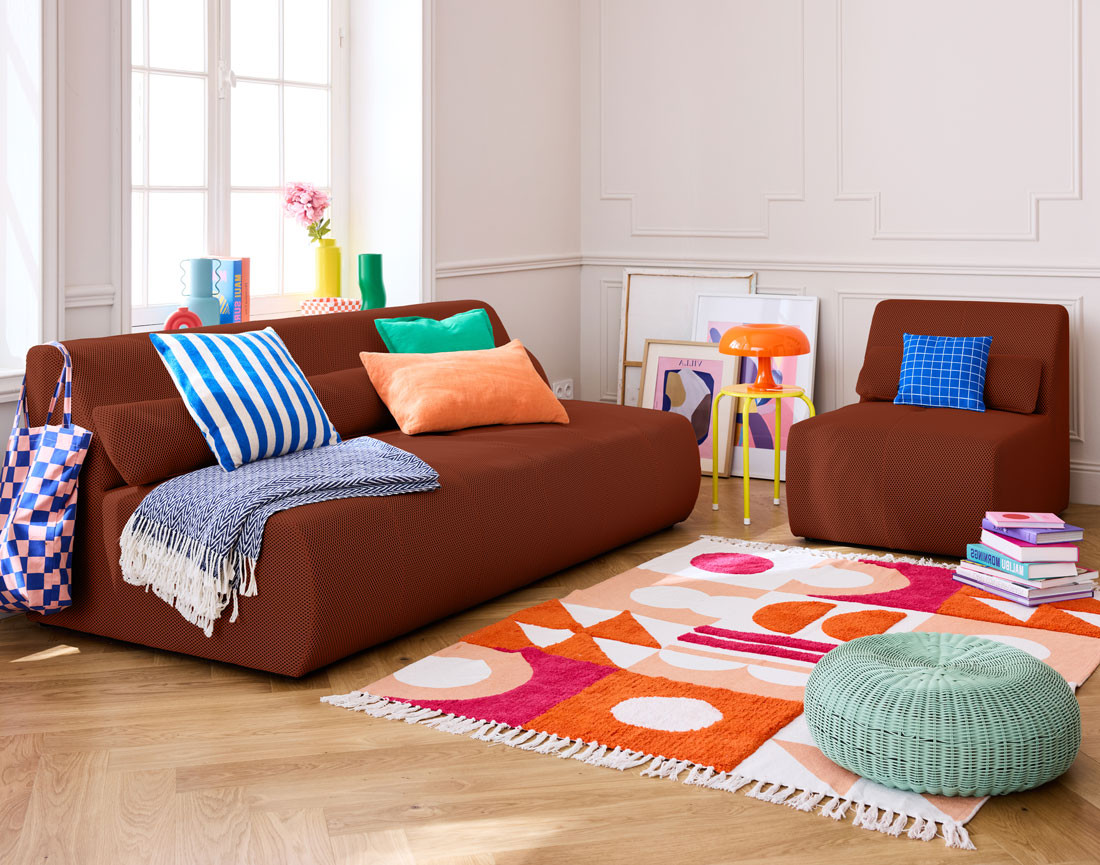 Canapé droit 3 places en tissu mailles 3D Onyx