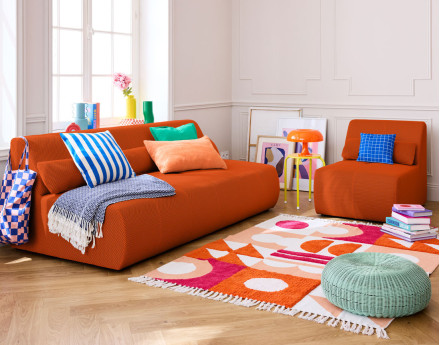 Canapé droit 3 places en tissu mailles 3D Onyx