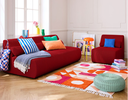 Canapé droit 3 places en tissu mailles 3D Onyx