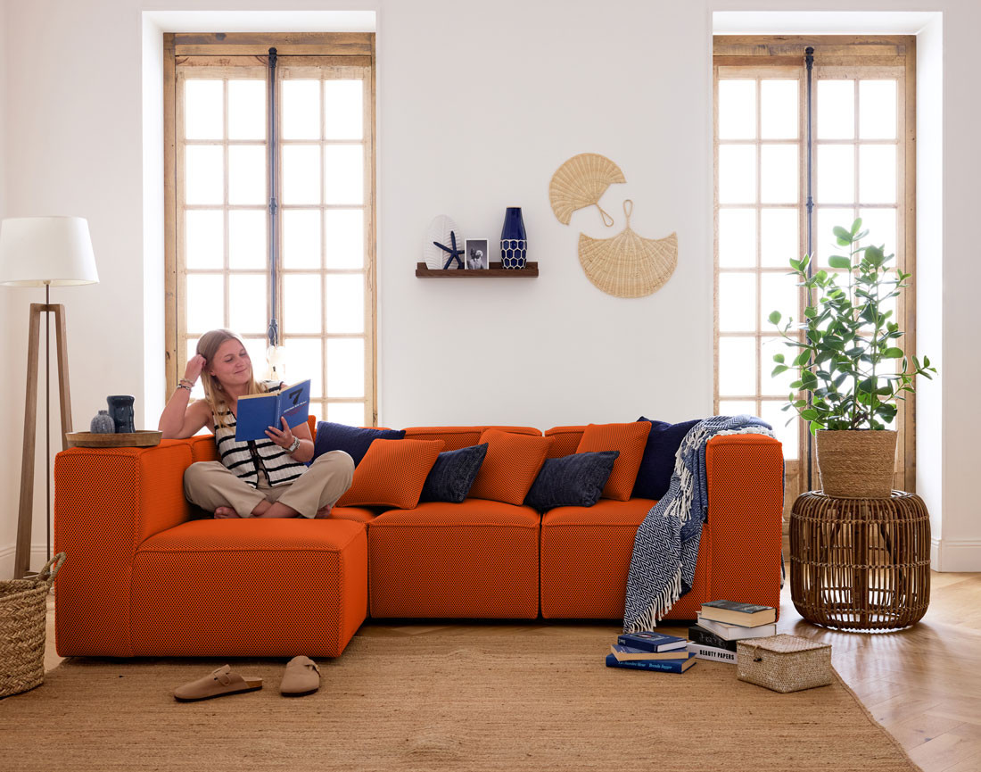 Module d'assise droit en tissu mailles 3D Arty