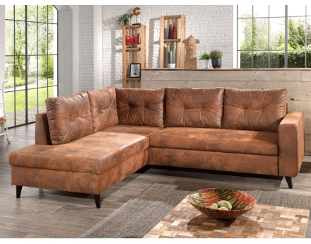 NORDIC - Canapé d'angle L - 5 places - Convertible - Industriel vintage - Gauche